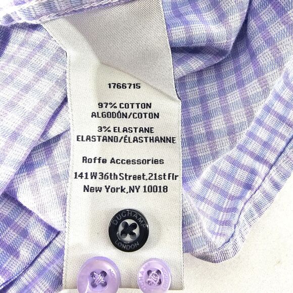 Duchamp Slim Fit Gingham Dress Shirt Purple Size 16.5/L - Picture 6 of 7